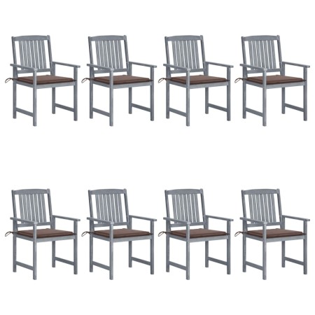 Garden chairs with cushions 8 pcs solid gray acacia wood by , Garden chairs - Ref: Foro24-3078230, Price: 560,07 €, Discount: %