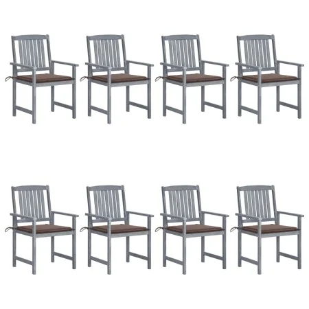 Garden chairs with cushions 8 pcs solid gray acacia wood by , Garden chairs - Ref: Foro24-3078230, Price: 556,52 €, Discount: %