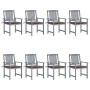 Garden chairs with cushions 8 pcs solid gray acacia wood by , Garden chairs - Ref: Foro24-3078230, Price: 560,07 €, Discount: %