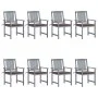 Garden chairs with cushions 8 pcs solid gray acacia wood by , Garden chairs - Ref: Foro24-3078230, Price: 556,52 €, Discount: %