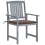 Garden chairs with cushions 8 pcs solid gray acacia wood by , Garden chairs - Ref: Foro24-3078230, Price: 560,07 €, Discount: %