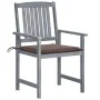 Garden chairs with cushions 8 pcs solid gray acacia wood by , Garden chairs - Ref: Foro24-3078230, Price: 556,52 €, Discount: %