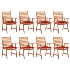 Garden dining chairs and cushions 8 units solid acacia wood by , Garden chairs - Ref: Foro24-3078380, Price: 591,17 €, Discou...