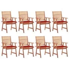 Garden dining chairs and cushions 8 units solid acacia wood by , Garden chairs - Ref: Foro24-3078380, Price: 560,16 €, Discou...