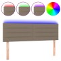 Cabecero con LED de tela gris taupe 144x5x78/88 cm
