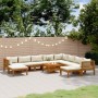 Muebles de jardín 11 pzas cojines crema madera maciza acacia de , Conjuntos de jardín - Ref: Foro24-3086942, Precio: 1,00 €, ...