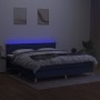 Box spring bed with mattress and LED cream fabric 160x200 cm by , Beds and slatted bases - Ref: Foro24-3133890, Price: 506,34...