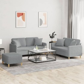 Sofa set with cushions 3 pieces light gray fabric by , Sofas - Ref: Foro24-3202110, Price: 520,11 €, Discount: %