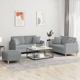 Sofa set with cushions 3 pieces light gray fabric by , Sofas - Ref: Foro24-3202110, Price: 510,51 €, Discount: %