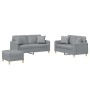 Sofa set with cushions 3 pieces light gray fabric by , Sofas - Ref: Foro24-3202110, Price: 519,85 €, Discount: %