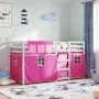 Etagenbett mit Vorhängen aus massivem rosa Kiefernholz 90x200 cm von , Betten und Lattenroste - Ref: Foro24-3283897, Preis: 2...