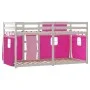 Litera con cortinas madera maciza de pino rosa 90x200 cm de , Camas y somieres - Ref: Foro24-3283897, Precio: 234,36 €, Descu...