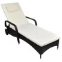 Black synthetic rattan lounger with wheels by , Loungers - Ref: Foro24-42482, Price: 136,81 €, Discount: %
