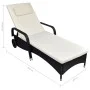 Black synthetic rattan lounger with wheels by , Loungers - Ref: Foro24-42482, Price: 136,81 €, Discount: %