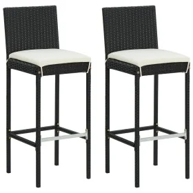 Küchenhocker mit Kissen 2 Stück schwarzes synthetisches Rattan von , Gartenstühle - Ref: Foro24-316668, Preis: 162,90 €, Raba...