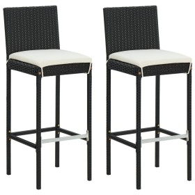 Taburetes de cocina con cojines 2 uds ratán sintético negro de , Sillas de jardín - Ref: Foro24-316668, Precio: 153,25 €, Des...