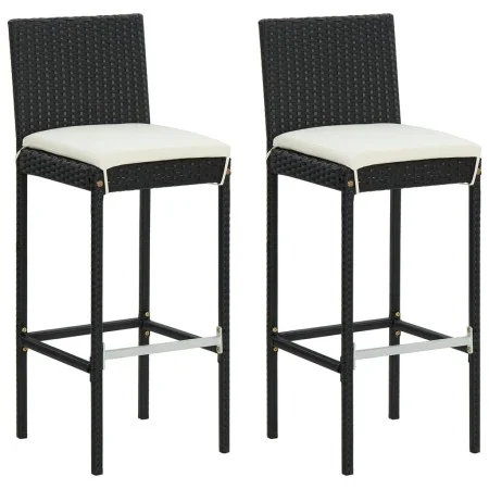 Küchenhocker mit Kissen 2 Stück schwarzes synthetisches Rattan von , Gartenstühle - Ref: Foro24-316668, Preis: 162,90 €, Raba...