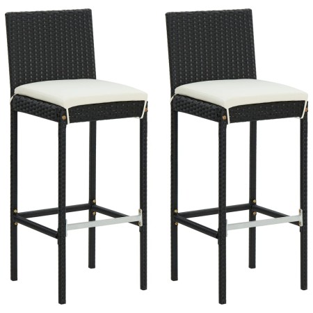 Taburetes de cocina con cojines 2 uds ratán sintético negro de , Sillas de jardín - Ref: Foro24-316668, Precio: 153,25 €, Des...