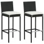 Küchenhocker mit Kissen 2 Stück schwarzes synthetisches Rattan von , Gartenstühle - Ref: Foro24-316668, Preis: 162,90 €, Raba...
