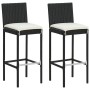Taburetes de cocina con cojines 2 uds ratán sintético negro de , Sillas de jardín - Ref: Foro24-316668, Precio: 153,25 €, Des...