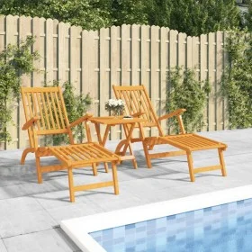 Garden chair with footrest and solid acacia wood table by , Loungers - Ref: Foro24-3120440, Price: 250,72 €, Discount: %