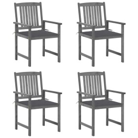 Garden chairs with cushions 4 pcs solid acacia wood in gray by , Garden chairs - Ref: Foro24-3061222, Price: 282,15 €, Discou...
