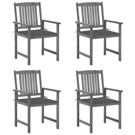 Gartenstühle mit Kissen 4 Stk. massives Akazienholz grau von , Gartenstühle - Ref: Foro24-3061222, Preis: 282,15 €, Rabatt: %