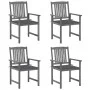 Garden chairs with cushions 4 pcs solid acacia wood in gray by , Garden chairs - Ref: Foro24-3061222, Price: 279,35 €, Discou...