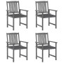 Gartenstühle mit Kissen 4 Stk. massives Akazienholz grau von , Gartenstühle - Ref: Foro24-3061222, Preis: 282,15 €, Rabatt: %