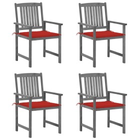 Garden chairs with cushions 4 pcs solid acacia wood in gray by , Garden chairs - Ref: Foro24-3061234, Price: 284,05 €, Discou...