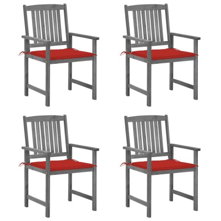 Garden chairs with cushions 4 pcs solid acacia wood in gray by , Garden chairs - Ref: Foro24-3061234, Price: 284,05 €, Discou...