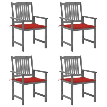 Garden chairs with cushions 4 pcs solid acacia wood in gray by , Garden chairs - Ref: Foro24-3061234, Price: 281,18 €, Discou...