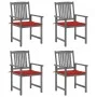Gartenstühle mit Kissen 4 Stk. massives Akazienholz grau von , Gartenstühle - Ref: Foro24-3061234, Preis: 281,20 €, Rabatt: %