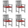 Gartenstühle mit Kissen 4 Stk. massives Akazienholz grau von , Gartenstühle - Ref: Foro24-3061234, Preis: 284,05 €, Rabatt: %