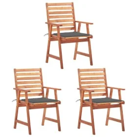 Garden dining chairs and cushions 3 pcs solid acacia wood by , Garden chairs - Ref: Foro24-3064347, Price: 214,00 €, Discount: %