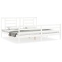 Double bed frame with white solid wood headboard by vidaXL, Beds and slatted bases - Ref: Foro24-3194717, Price: 155,30 €, Di...