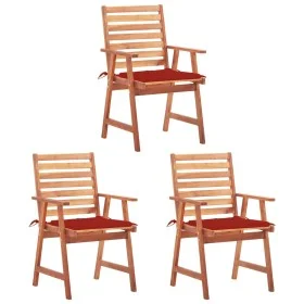 Garden dining chairs and cushions 3 pcs solid acacia wood by , Garden chairs - Ref: Foro24-3064353, Price: 215,50 €, Discount: %