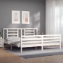Doppelbettgestell mit weißem Massivholz-Kopfteil von vidaXL, Betten und Lattenroste - Ref: Foro24-3194717, Preis: 155,30 €, R...