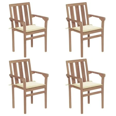 Stapelbare Gartenstühle 4 Stk. massives Teakholz mit Kissen von , Gartenstühle - Ref: Foro24-3073381, Preis: 503,19 €, Rabatt: %