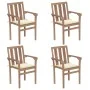 Stackable garden chairs, set of 4, made of solid teak wood with cushions. by , Garden chairs - Ref: Foro24-3073381, Price: 50...