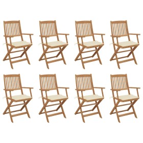 Klappbare Gartenstühle 8-teilig und Kissen aus massivem Akazienholz von , Gartenstühle - Ref: Foro24-3075087, Preis: 453,31 €...