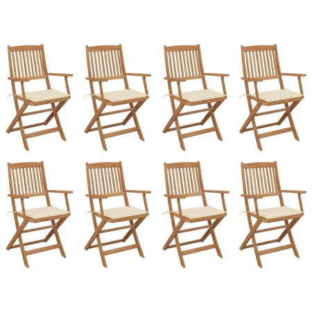Folding garden chairs 8 units and solid acacia wood cushions by , Garden chairs - Ref: Foro24-3075087, Price: 453,31 €, Disco...
