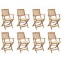 Folding garden chairs 8 units and solid acacia wood cushions by , Garden chairs - Ref: Foro24-3075087, Price: 453,31 €, Disco...