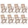 Folding garden chairs 8 units and solid acacia wood cushions by , Garden chairs - Ref: Foro24-3075087, Price: 453,31 €, Disco...