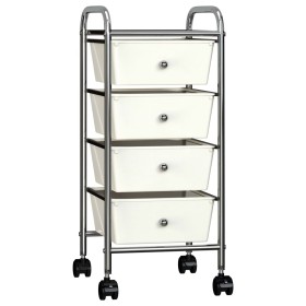 Carrito de almacenaje portátil 4 cajones plástico blanco de vidaXL, Carretillas de carga - Ref: Foro24-320399, Precio: 55,43 ...