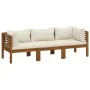 3-seater garden sofa with cream cushion made of acacia wood by , Garden sets - Ref: Foro24-3086932, Price: 470,50 €, Discount: %