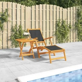 Garden chair with footrest and acacia wood and textilene table. by , Loungers - Ref: Foro24-3120442, Price: 124,59 €, Discoun...