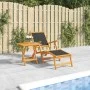 Silla de jardín con reposapiés y mesa madera acacia y textilene de , Tumbonas - Ref: Foro24-3120442, Precio: 124,59 €, Descue...