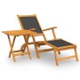 Garden chair with footrest and acacia wood and textilene table. by , Loungers - Ref: Foro24-3120442, Price: 126,51 €, Discoun...