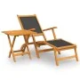 Silla de jardín con reposapiés y mesa madera acacia y textilene de , Tumbonas - Ref: Foro24-3120442, Precio: 124,59 €, Descue...